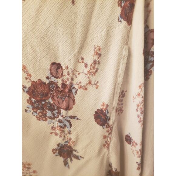 Free People Womens Tree Swing Tunic Dress Beige Multi Floral Button Cutout XS - Picture 8 of 10